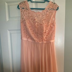 David’s Bridal bridesmaid dress in Bellini.